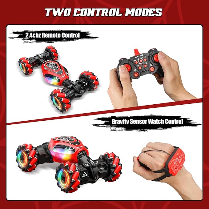 Spider Remote Control Car Gesture Sensing Hand Controlled Stunt Car, 4WD Drift Twist Off-Road Vehicle with Light Music, Birthday Xmas Gifts Suitable for Boys and Girls