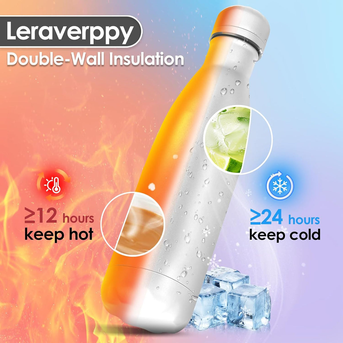 17oz Cola-Bottle Shaped Stainless Steel Leak-proof Water Bottle,Double Wall Vacuum Insulated Metal,Travel Mug For Sports Indoors & Outdoors,BPA-Free School Kids Flasks,White(12Pack)