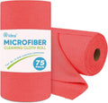 AIDEA Microfiber Cleaning Cloth Roll, 75PK Red, Reusable Paper Towels Tear Away Cloth, Microfiber Towels Washable Shop Rags, Lint Free Cleaning Rags for House, Kitchen, Window, 11.5"×11.5"