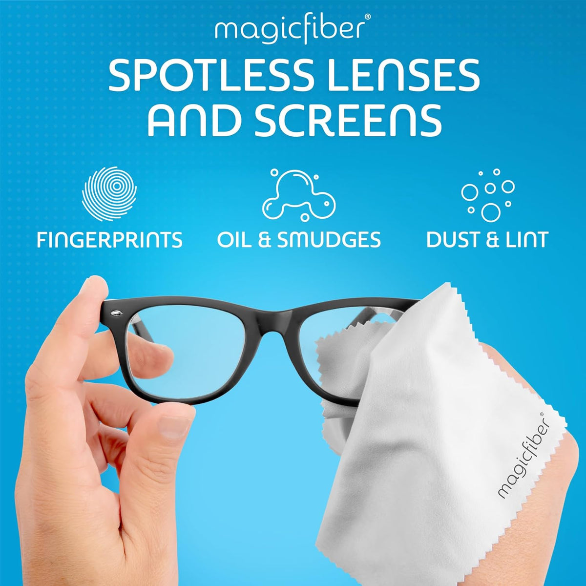 MagicFiber Microfiber Cleaning Cloth, 6 Pack - Premium Cloth for Glasses, Lens, Screens & More