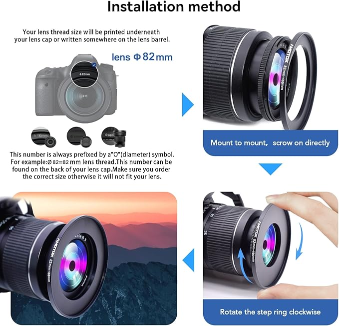 82mm Lens to 105mm Camera Lens Adapter,82mm to 105mm Filter Step up Ring Adapter Ring,Compatible All 105mm Filter Accessory