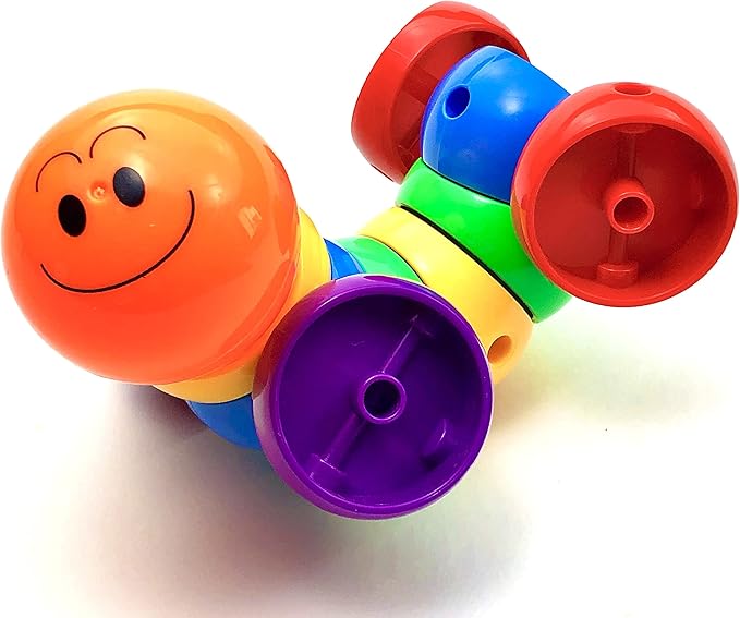 Skoolzy Rainbow Caterpillar Building Toy - Build Fine Motor Skills Color Sorting ADHD Anxiety Fidget Learning Toys to Relieve Stress for Toddlers Kids & Adults Gift for Children, Boy & Girl