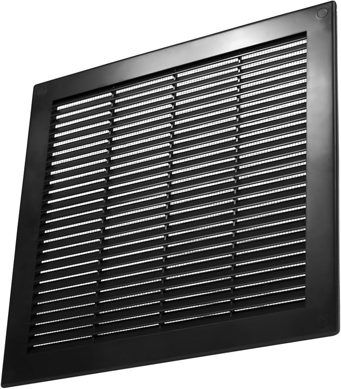 Vent Systems 10" x 10" Inch (Opening Dimensions) Plastic Black Soffit Vent Cover - Flat Square Air Vent Grille - Air Vent Deflector - HVAC 12" x 12" Inch (Overall Dimensions)