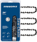 3-Pack 24 Inch Chainsaw Chain 3/8" Pitch .050" Gauge 81 Drive Links Fits Echo, Poulan and More