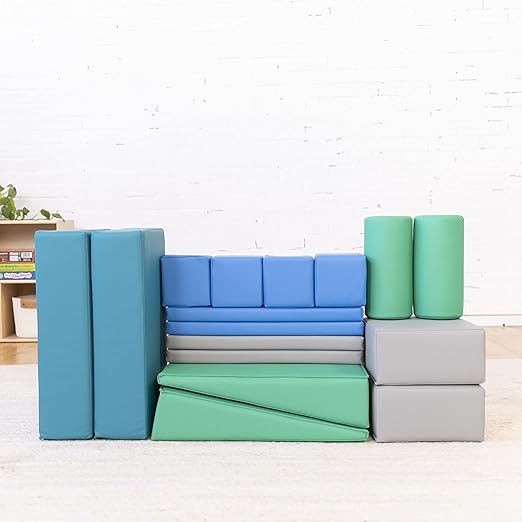 ECR4Kids SoftZone Soft Builder Blocks, Foam Shapes, Contemporary, 16-Piece