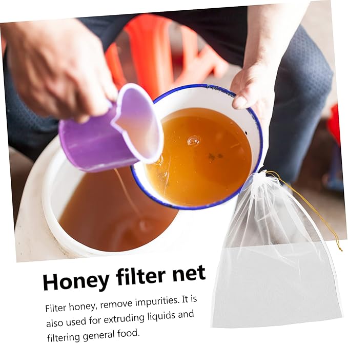 10pcs Honey Strainer Bag Wear-Resistant Mesh Filter Tool for Beekeeping Fine Filtration Net for Honey Extraction Portable and Easy to Use