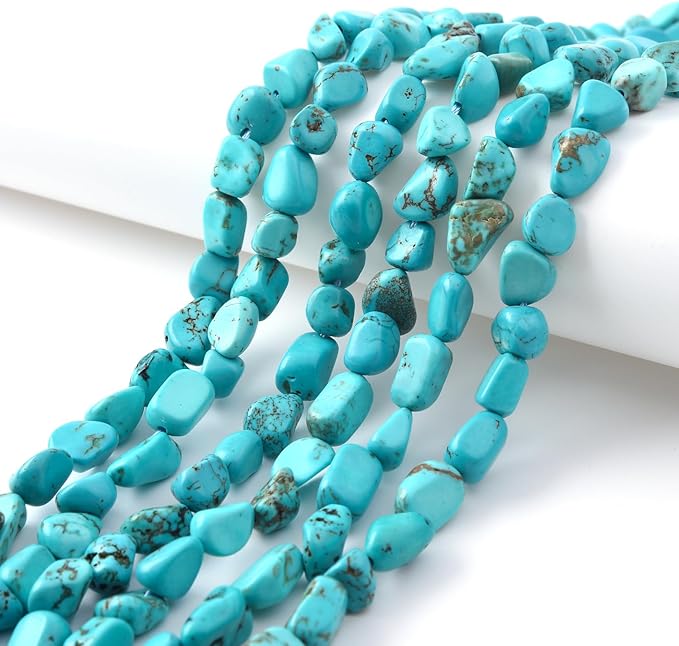 Green Turquoise Pebble Nugget Oval Free Tumbled Stone 6-8mm Natural Gemstone Loose Beads Approx 15.5 inch for DIY Jewelry Making