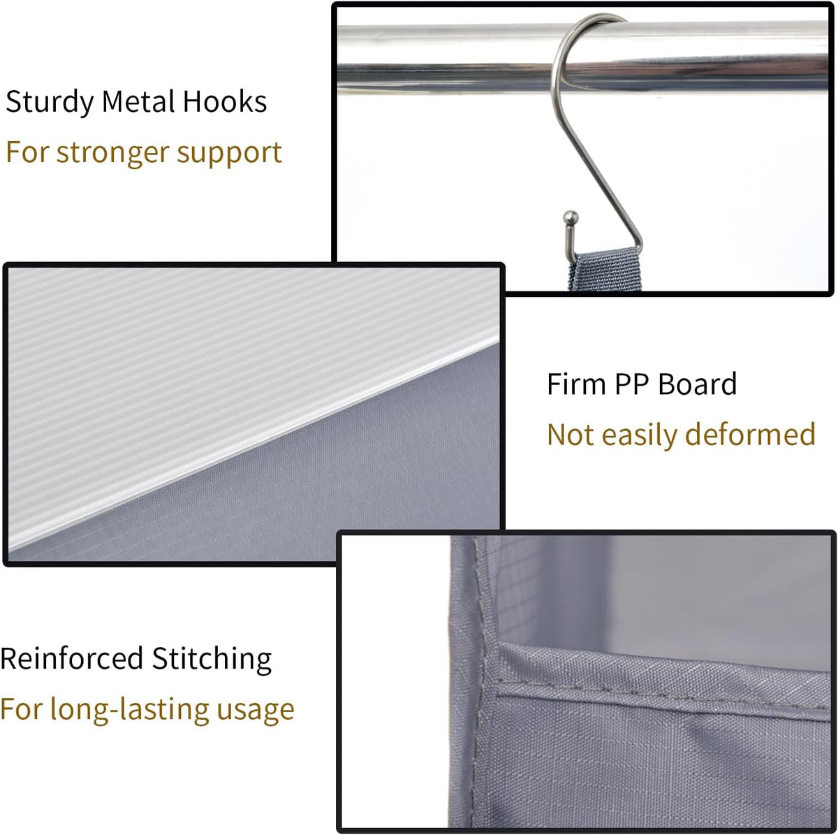 GRANNY SAYS 4-Shelf Hanging Organizer, Closet Hanging Shelves, Closet Hanging Storage Organizers, Organization for Bedroom, Living Room, Baby Nursery, Camper Accessories, Gray, 2-Pack