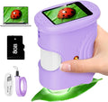 Kids Digital Microscope 1000X Zoom, Mini Pocket Handheld Microscope with Camera/Video/Telescope Function, Portable Outdoor Travel Toys for Boys Girls 3-8 Years STEM Gifts, 8GB SD Card Included