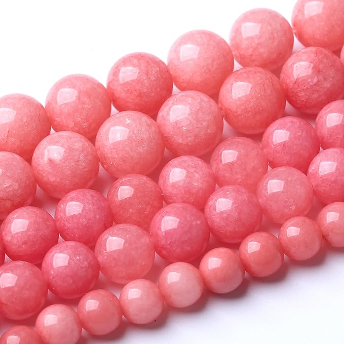 12MM Pink Rhodonite Jade Chalcedony Beads Natural Gemstone Beads Round Loose Beads for Jewelry and Bracelets Making 32 15"
