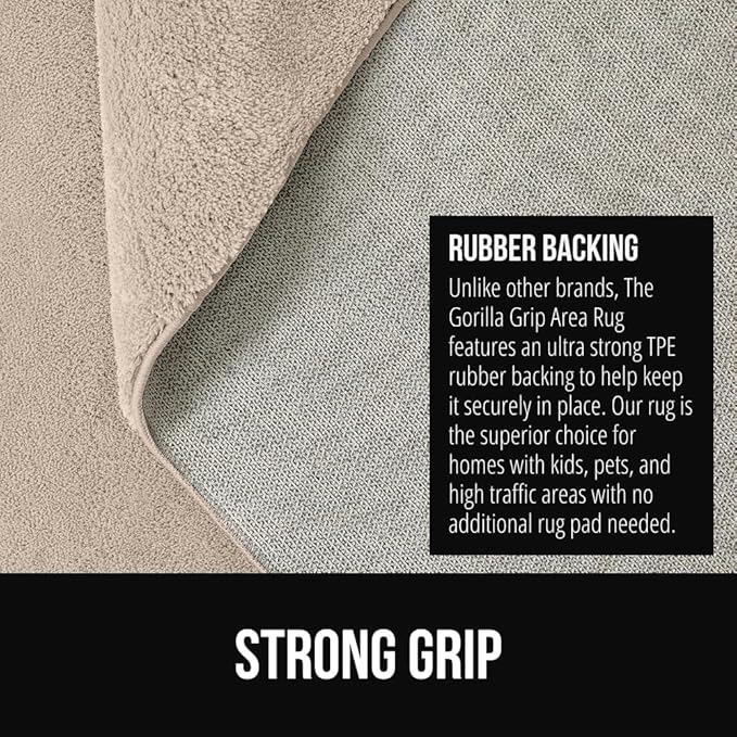 GORILLA GRIP Ultra Soft Washable Area Rug, Stain and Slip Resistant Plush Thick Carpet for Bedroom Living Room, No Shed Floor Rugs, Pet Friendly, Dorm Essentials, Kids Nursery Home Decor, 4x6, Ivory
