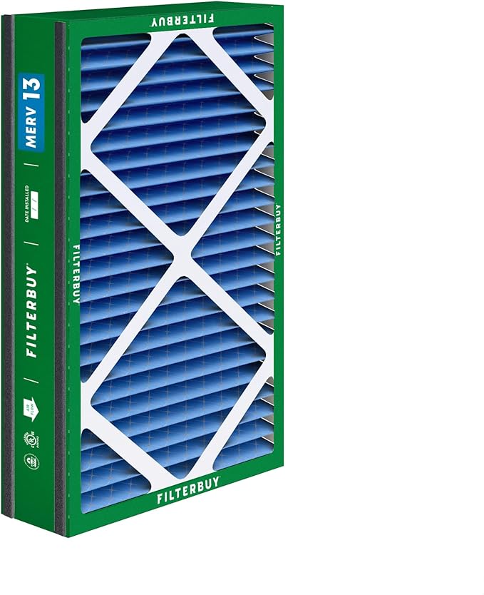 Filterbuy 16x25x3 Air Filter MERV 13 Optimal Smoke & Allergy Defense (1-Pack), Electrostatic Pleated HVAC AC Furnace Filters for Trion Air Bear, Lennox X0581 & More (Actual Size: 15.63 x 24.13 x 3.00)