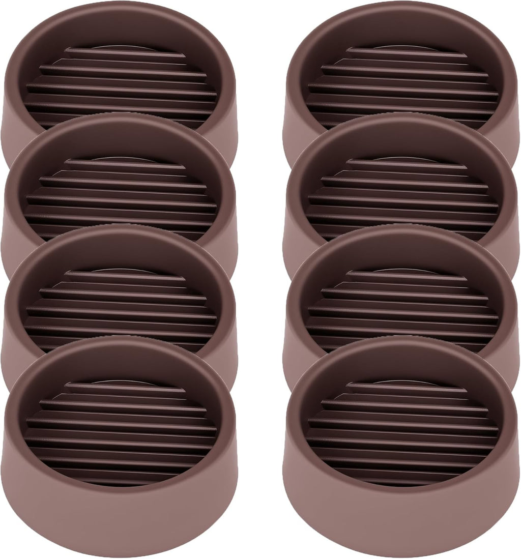 Non Slip Furniture Pads, 1.5” Round Rubber Caster Cups, 8 Pcs Furniture Coasters, Anti-Slip Gripper, Anti Slide Furnitures Feet Floor Protectors for Bed Couch Stoppers - Brown