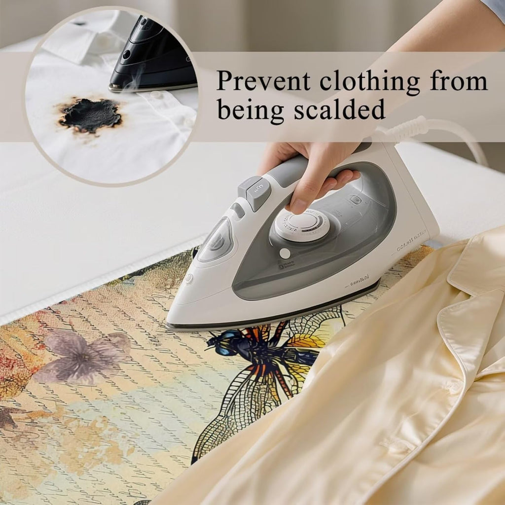 Vintage Ironing Pad Dragonfly Ironing Blanket Thick Travel Iron Pad Heat Resistant Ironing Board Cover for Table Top, Washer, Dryer,32 x 16 Inch Ironing Mats