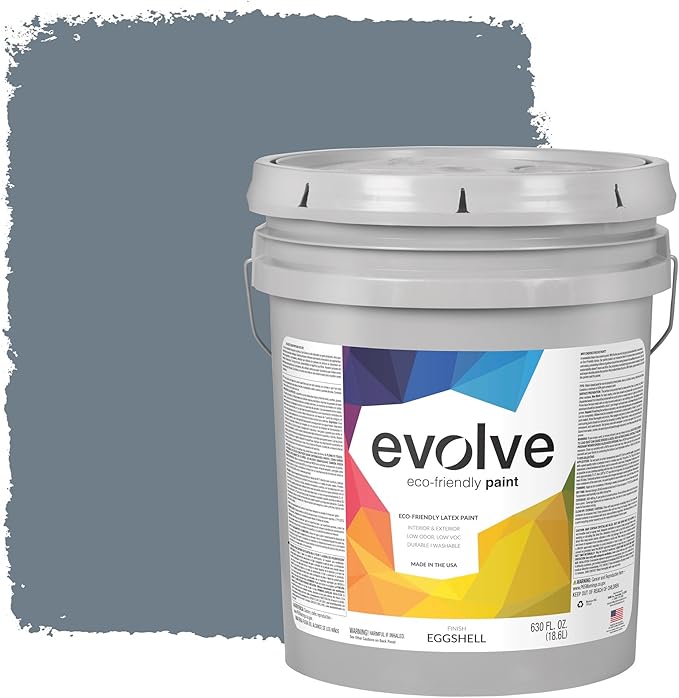 EVOLVE Paint & Primer: Environment-friendly, Low Sheen with One-coat Coverage for Interior & Exterior surfaces (Slate Blue, 5-Gallon)