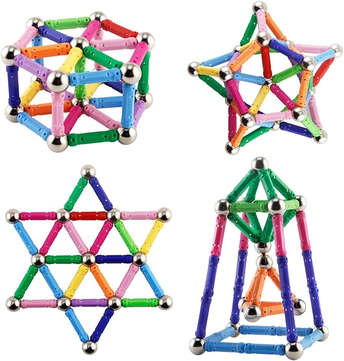 210Pcs Magnetic Building Sticks Blocks, Magnet Educational Toys STEM Toys Learning for Kids, 3D Construction Building Toy with Storage Bag