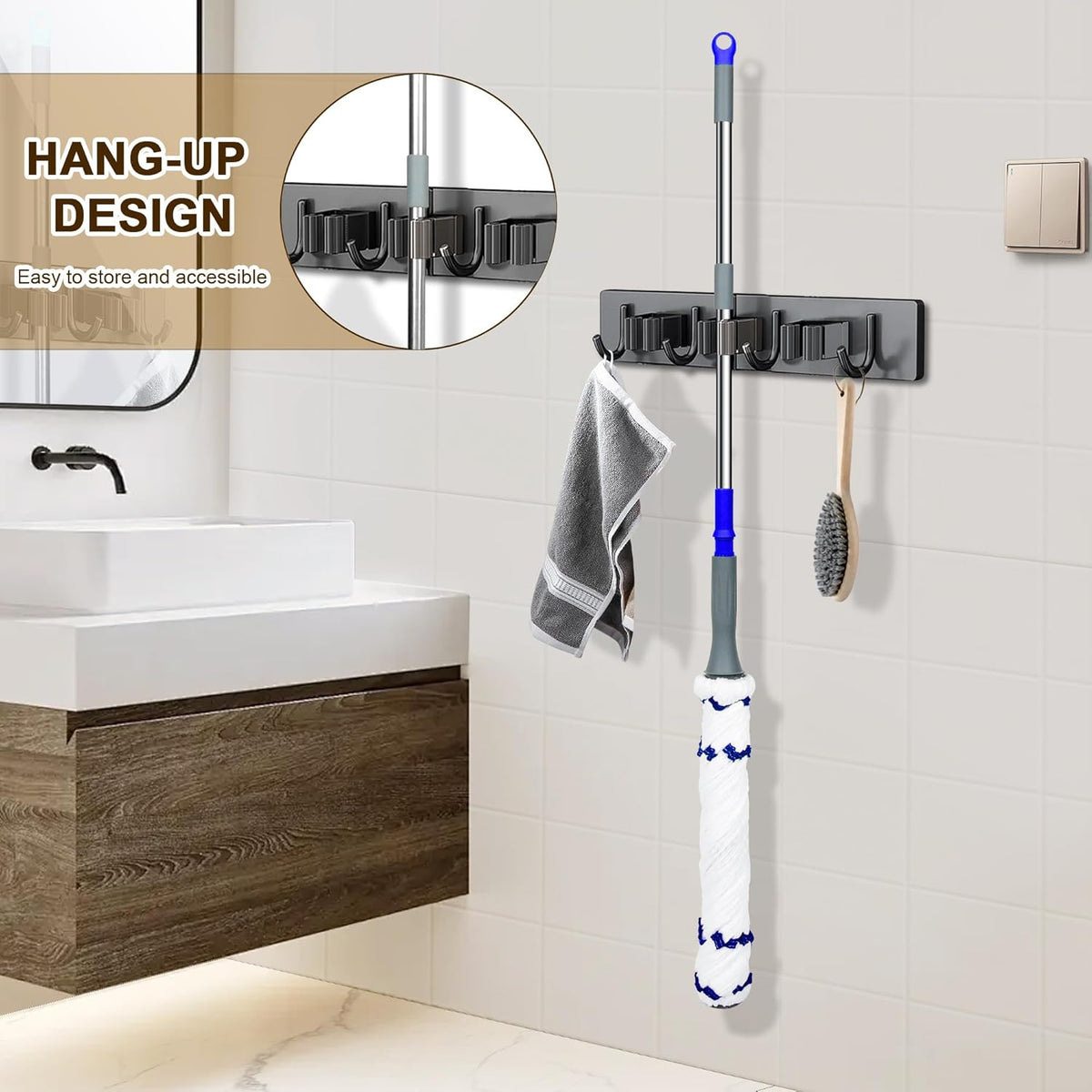 Self Wringing Floor Cleaner with 52.5 Inch Long Handle, Heavy Duty Wet Mop for Hardwood, Tile, Vinyl, Laminate Floors (White)