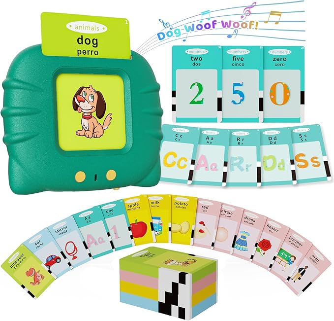 Toddler Toys Bilingual English and Spanish Talking Flash Cards for 1 2 3 4 5 6 Year Old Boys and Girls, Autism Sensory Toys for Autistic Children, Learning Educational Speech 250 Sight Words