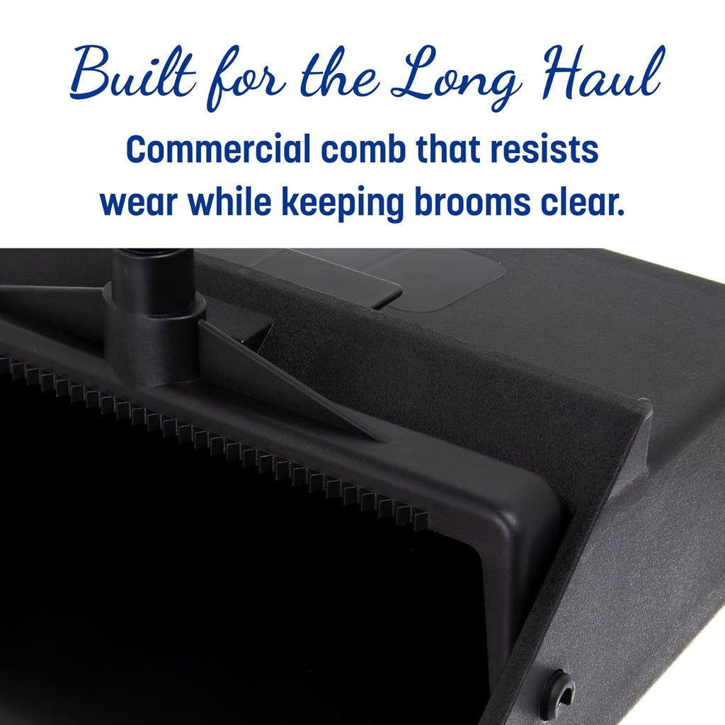 Carlisle FoodService Products Duo-Pan Upright Dust Pan with Serrated Yoke for Home, Restaurants, Kitchen, Lobby, And Office, Plastic, 30 Inches, Black