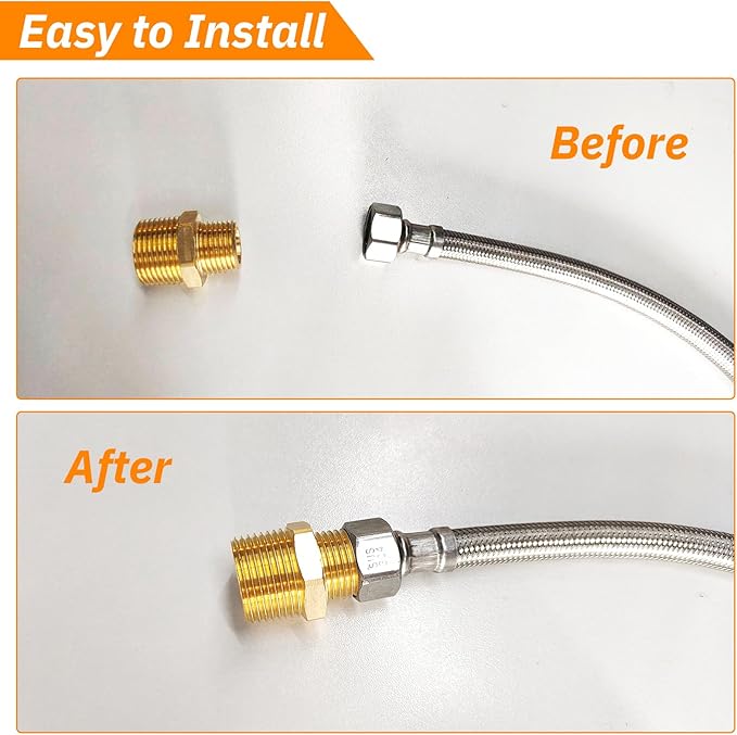 2pcs 3/4" NPT x 1/4" NPT Brass Nipple, 3/4 to 1/4 Adapter Fitting Reducing Solid Hex Brass Nipple, 3/4 Male to 1/4 Male Reducer Pipe Fittings for Extending and Connecting Pipes