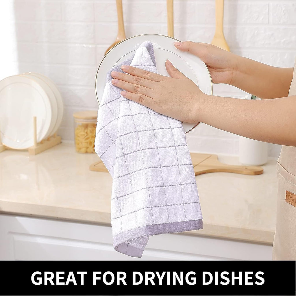 Homaxy 100% Cotton Terry Kitchen Dish Cloths, Ultra Soft and Absorbent Dish Towels for Kitchen, Suitable for Drying and Washing Dishes, 12 Pack, 12 x 12 Inches, White