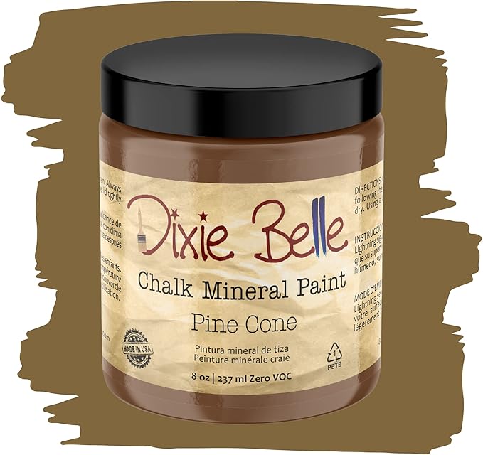 Dixie Belle Paint Company Chalk Finish Furniture Paint - Pine Cone (8oz) - Matte Chocolate Brown Chic Chalk Mineral DIY Furniture Paint
