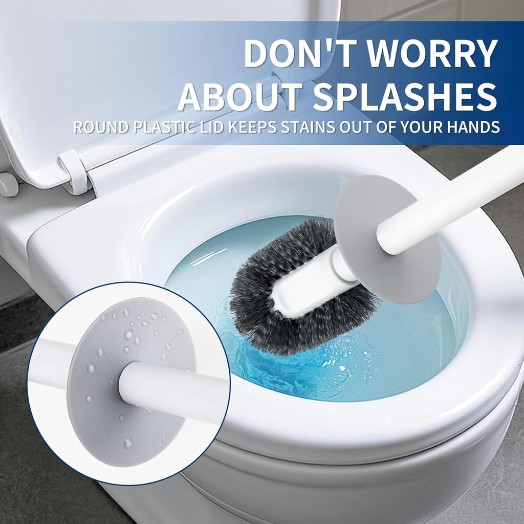 Toilet Brush & Holder Set, 2 Pack Toilet Brushes for Bathroom with Holder, Lightweight Plastic Handle, Space Saving for Storage, Deep Cleaning, Drip-Proof, Easy to Assemble