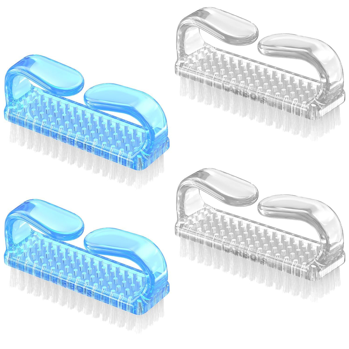 Handle Grip Nail Brush, Hand Fingernail Brush Cleaner Scrubbing Kit Pedicure for Toes and Nails Men Women (4 Pack) (Color-7)