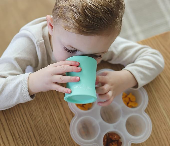 otterlove Silicone Baby & Toddler Training Cup - Pediatric OT Approved - 100% Platinum Pure LFGB Silicone - Unbreakable - Plastic Free - Tiny Cup Perfect for Baby Led Weaning (Mint)