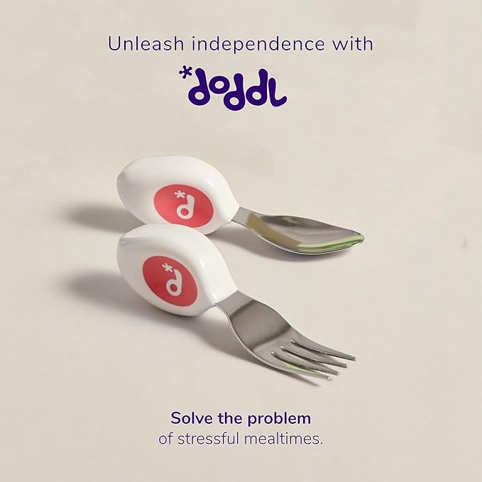 doddl 6-piece Spoon and Fork Set (3 Pairs) - Learn to use Toddler Silverware in Minutes, Toddler Utensils 1 year old & up, Baby Led Weaning Supplies