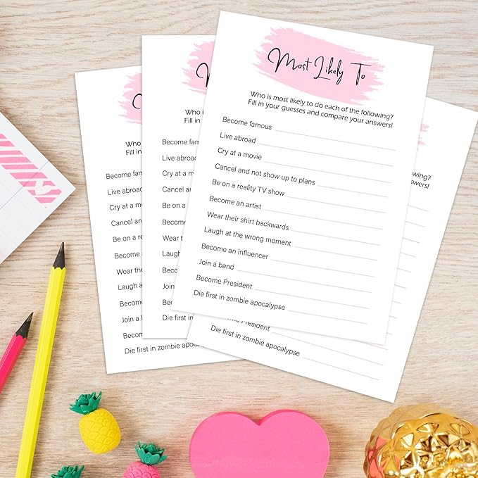 Birthday Party Game - Most Likely to, Birthday Party Activity Favor, Set of 20 Games Cards, Birthday Supplies, Activity, Decorations -B09