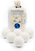 Friendsheep Wool Dryer Balls, Organic Reusable Fabric Softener Alternative for Laundry, Handmade, Fair Trade, Hypoallergenic, Eco-Friendly, Plastic-Free (6 Pack XL – Creamy White)