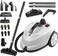Steam Cleaner, Powerful Heavy Duty Canister Steamer with 34 Accessories, Steam Mop with 16.4 Ft Extra-Long Power Cord for Home Floor Cleaning, Grout, Upholstery, Car Detailing, White