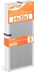 2-Pack 14x30x1 MERV 8 Reusable & Washable Electrostatic Air Filters - Long-Lasting Filter for HVAC, Furnace & Air Conditioner Units, Actual Size: 13-5/8” x 29-5/8” x 7/8”