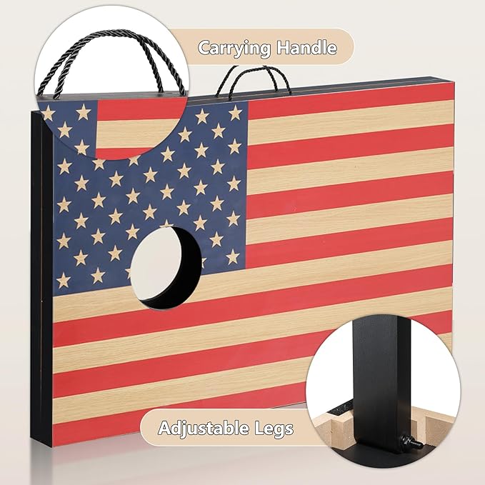 Cornhole Sets 4 x 2 ft / 3 x 2 ft with 8 Bean Bags Regulation Size, Corn Hole Games for Adults Outdoor Bean Bag Toss Game