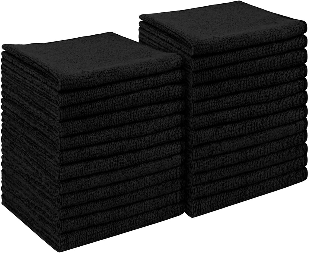 AIDEA Microfiber Cleaning Cloth Black 24PK, Microfiber Towels for Cars, Premium Car Cloths, Dusting Cloth Lint Free Cleaning Rags for SUVs, House, Kitchen, Window, Workshops,11.5×11.5"