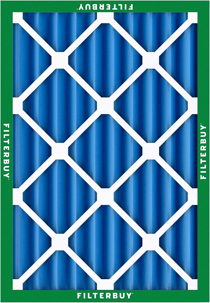Filterbuy 24x25x4 Air Filter MERV 13 Optimal Smoke & Allergy Defense (3-Pack), Electrostatic Pleated HVAC AC Furnace Filters Replacement, Made in USA (Actual Size: 23.75 x 24.75 x 3.63)