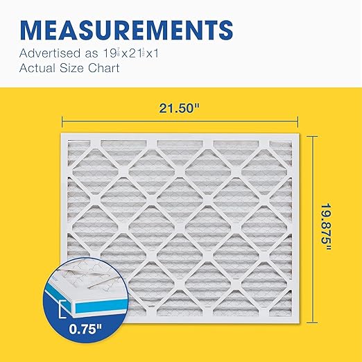 Aerostar 19.875x21.5x1 MERV 8 Air Filter, 6 Count, ACTUAL SIZE (19.875 x 21.50 x 0.75), HVAC, Air Conditioning & Furnace Filter Captures Dust, Lint & Pollen (MPR 600 / FPR 5), Made in USA