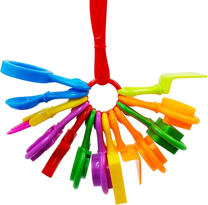 FRIMOONY Dough Tools Set for Kids, Various Plastic Molds, Assorted Colors, 45 Pieces