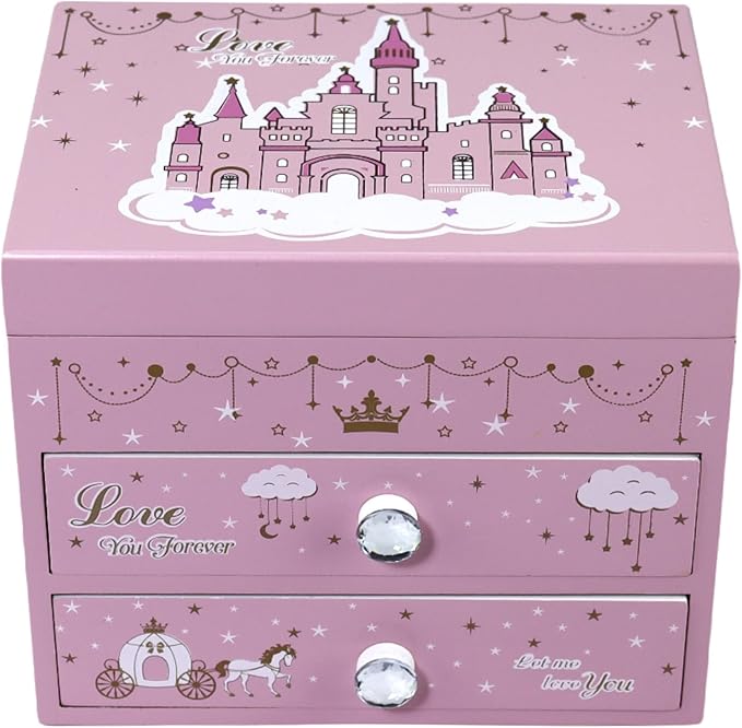 Music Jewelry Box for girls Pink Princess Castle girls jewelry box Little girl birthday christmas Gift kids jewelry box Organizer
