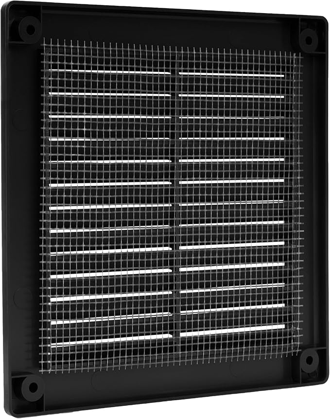 Vent Systems 4.5" x 4.5" Inch (Opening Dimensions) Plastic Black Soffit Vent Cover - Flat Square Air Vent Grille - Air Vent Deflector - HVAC 5.9" x 5.9" Inch (Overall Dimensions)
