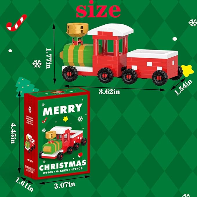Christmas Train Building Blocks Set Compatible with Lego Advent Calendar 2025 Stacking New Toys Holiday Present Box New Year Xmas Gifts for Kids for Boys & Girls and Adults