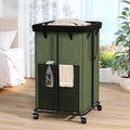 150L Laundry Hamper with Wheels, Rolling Laundry Basket with Metal Frame and Removable Bag, Large & Tall Dirty Clothes Hampers for Bedroom Aesthetic, Laundry Room, Bathroom, Dorm-Green