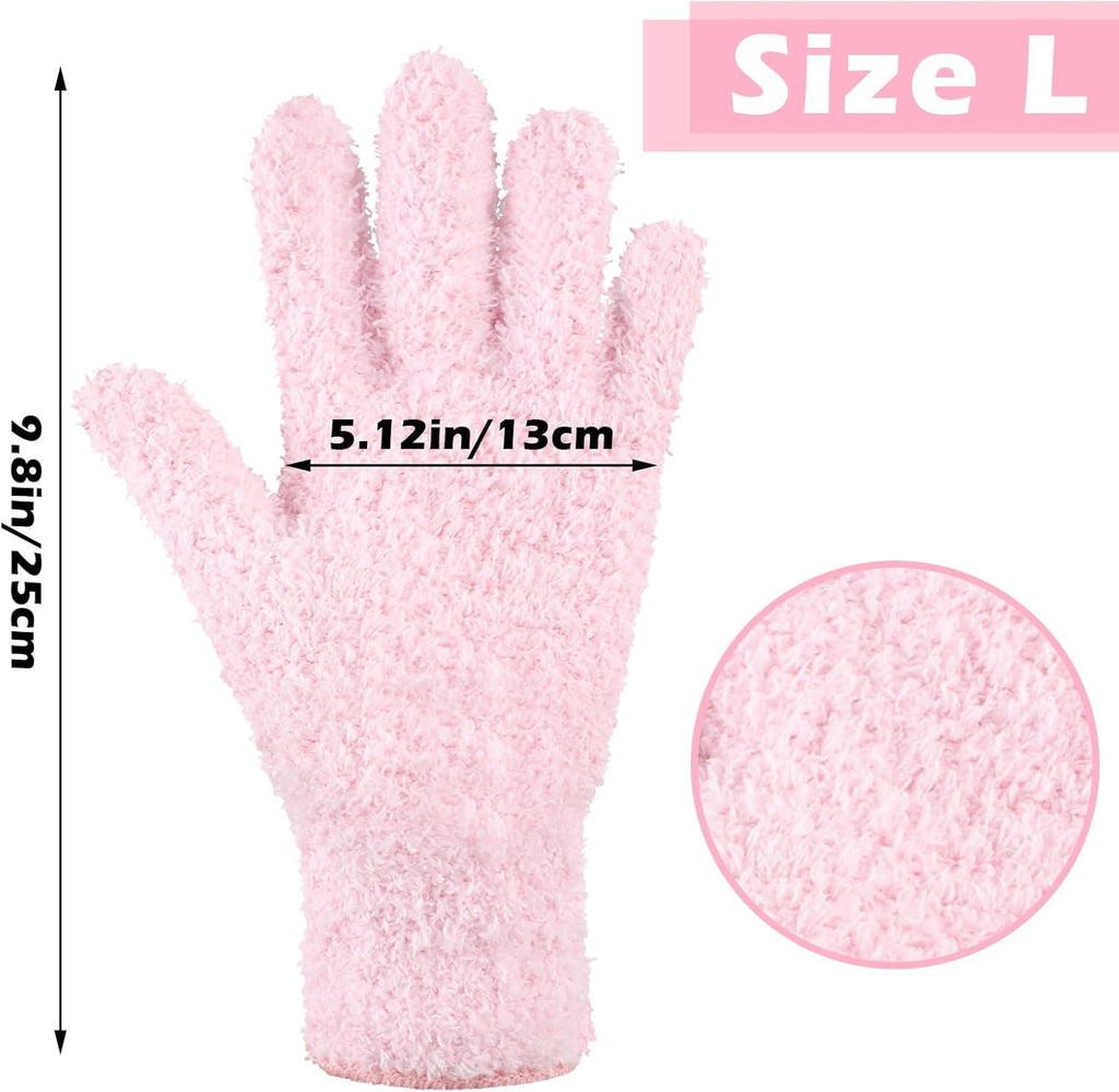 Patelai 3 Pairs Microfiber Plant Dusting Gloves Leaf Cleaning Gloves for Indoor Plants, Blinds, Furniture, House(Large,Pink, Nude, White)