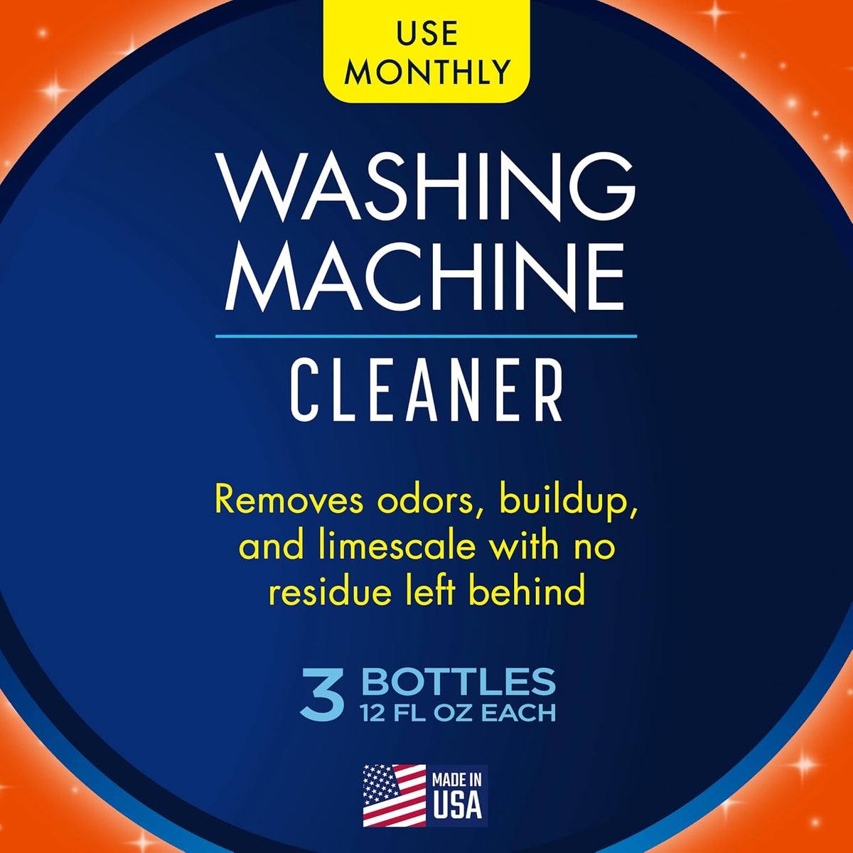 Glisten Washing Machine Cleaner, Helps Remove Odor, Buildup, and Limescale, Fresh Scent, Made in the USA, 12 Ounce Bottle, 3-Pack