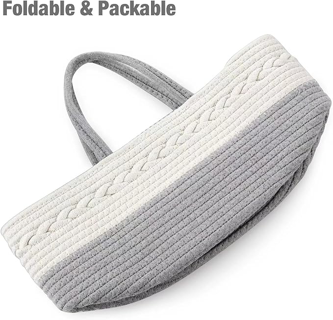 PandaEar Baby Diaper Caddy Organizer for Boys Girls, Portable Baby Diaper Basket, Travel Cotton Rope Diaper Caddy Change Organizer for Baby Shower Gifts Newborn Infants