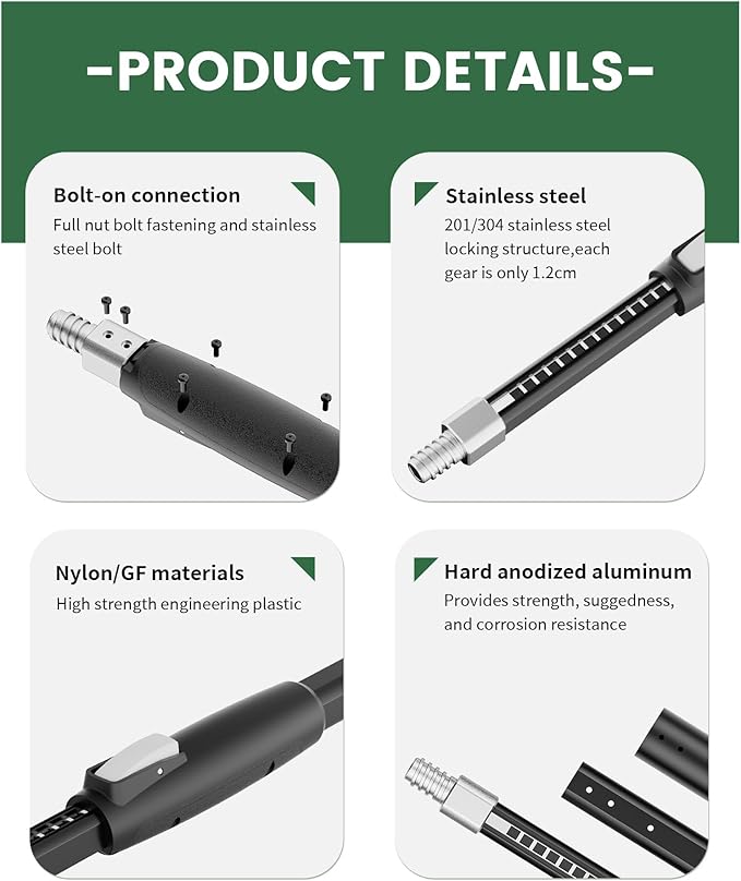 VOOMEY 2.3-4 ft (0.7-1.2m) Dual Extending 28 Point Adjustable Extension Pole for Paint Roller Frames | Heavy-Duty Telescopic Extension Pole | Multi-Purpose Tool for Dusting, Painting & Mores