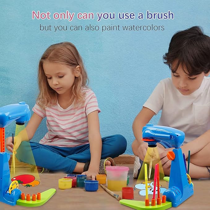 Kids Projection drawing Sketcher,smart Drawing Projector toy,with 32cartoon patters and 12color Brushes,Adjustable Drawing Pattern Size, Smart art Sketcher projector 2.0 , kid Learn to Draw and Sketch