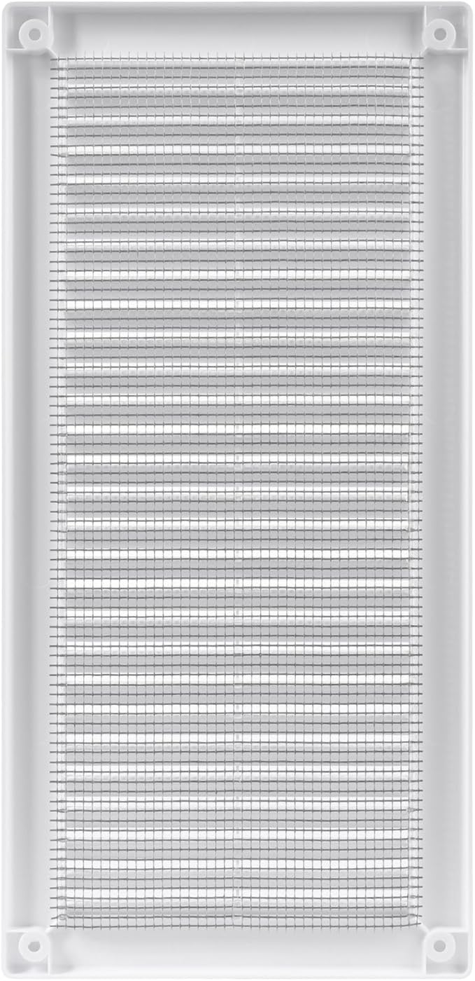 Vent Systems 4" x 11" (Opening Dimensions) White Plastic Soffit Vent Cover - Durable Flat Rectangular Air Vent Grille with Mesh Screen - Weather Ventilation Grill Wall & Ceiling Indoor & Outdoor