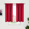 BGment Red Blackout Curtains 40 Inches Length for Short Window - Thermal Insulated Darpes with Rod Pocket Room Darkening for Kitchen Cafe Bathroom Camper, 2 Panels, 34 x 40 Inch
